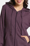 Rosaline Waffle Knit Cotton Full Length Hoodie - Italian Plum — thumbnail 5